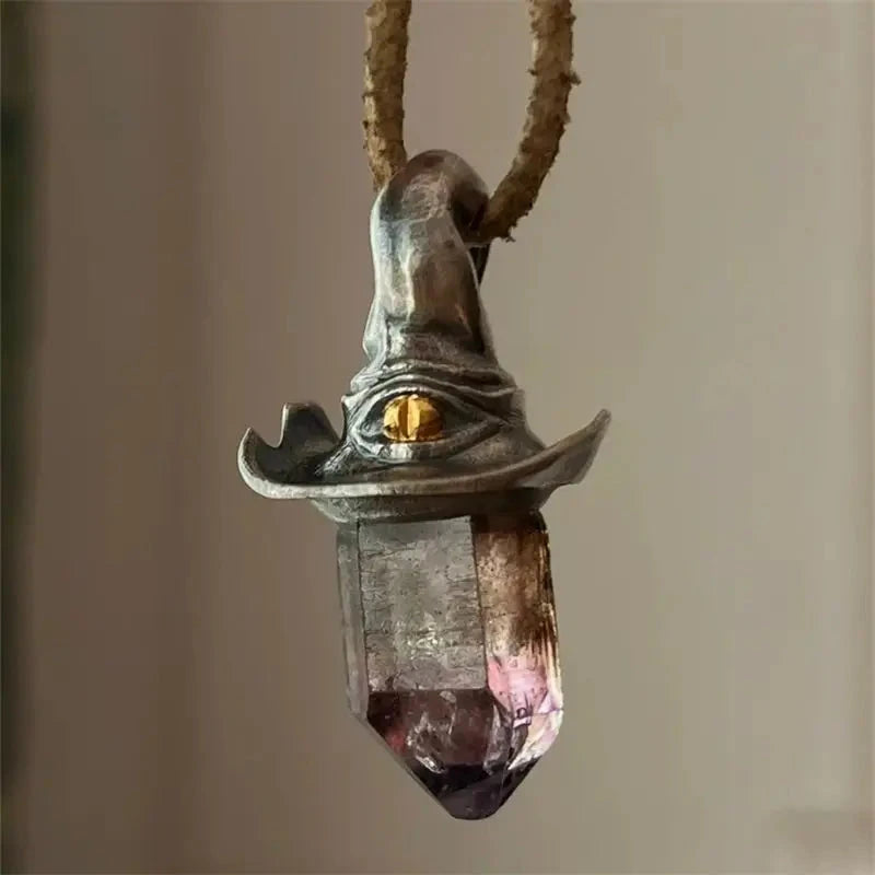 Witch Hat Crystal Pendant Necklace