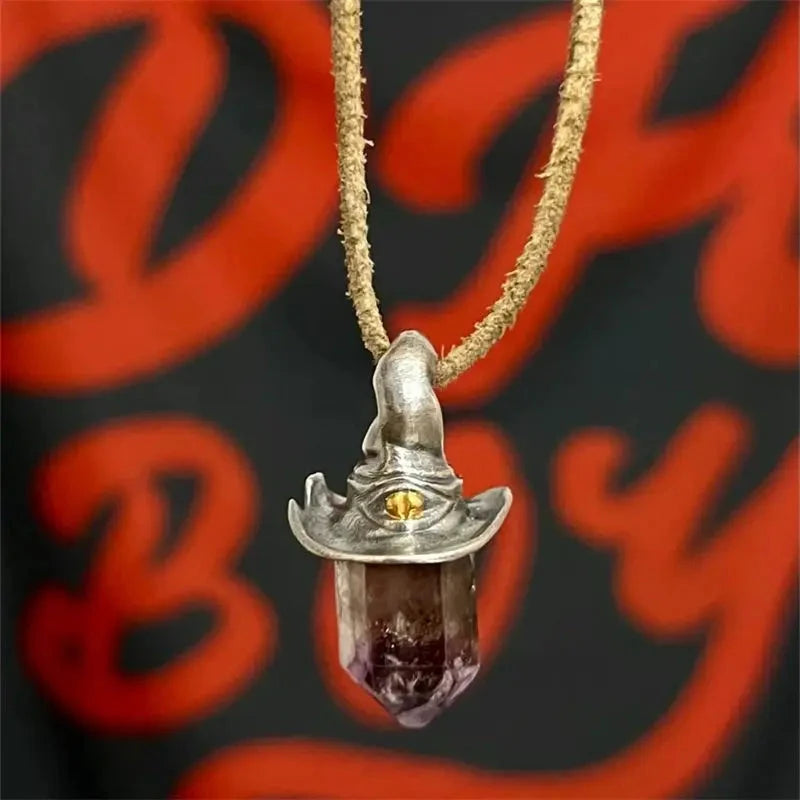Witch Hat Crystal Pendant Necklace