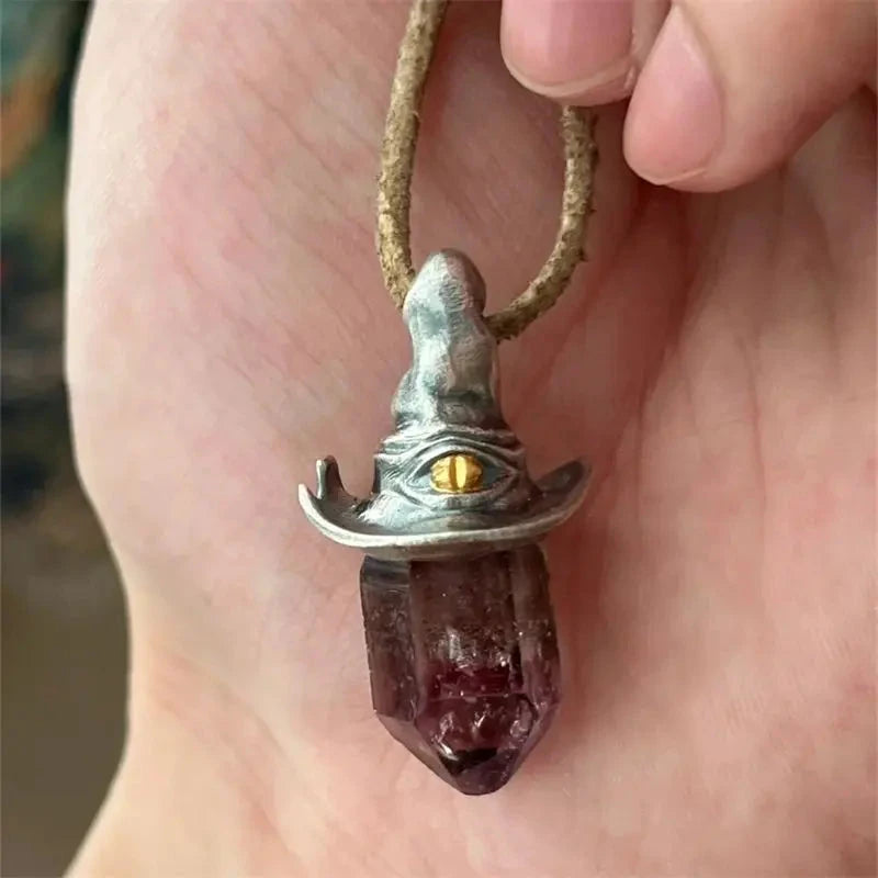 Witch Hat Crystal Pendant Necklace