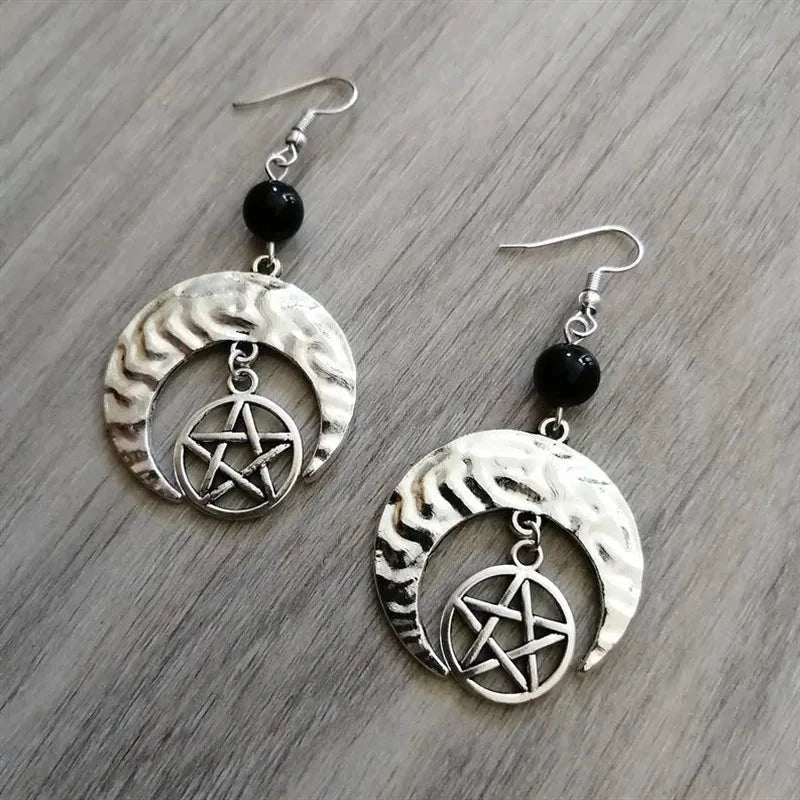 Raw Crystal Moon Dangle Earrings
