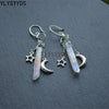 Raw Crystal Moon Dangle Earrings