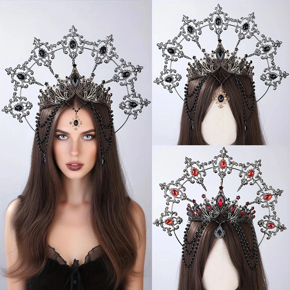 Dark Red Crystal Crown Set
