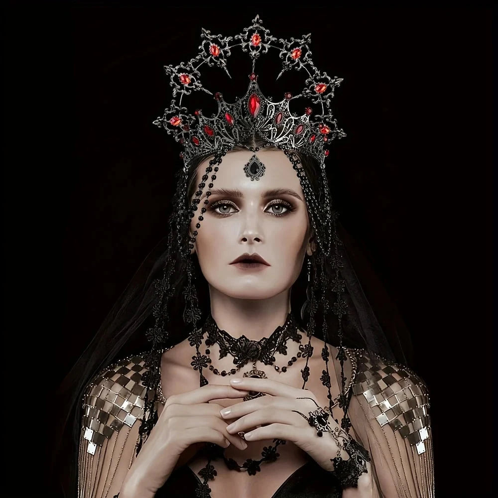 Dark Red Crystal Crown Set