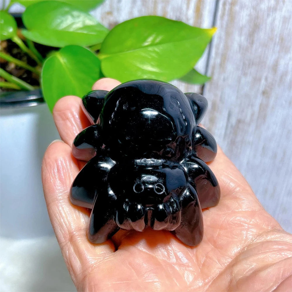 Black Obsidian Spider Crystal Carving