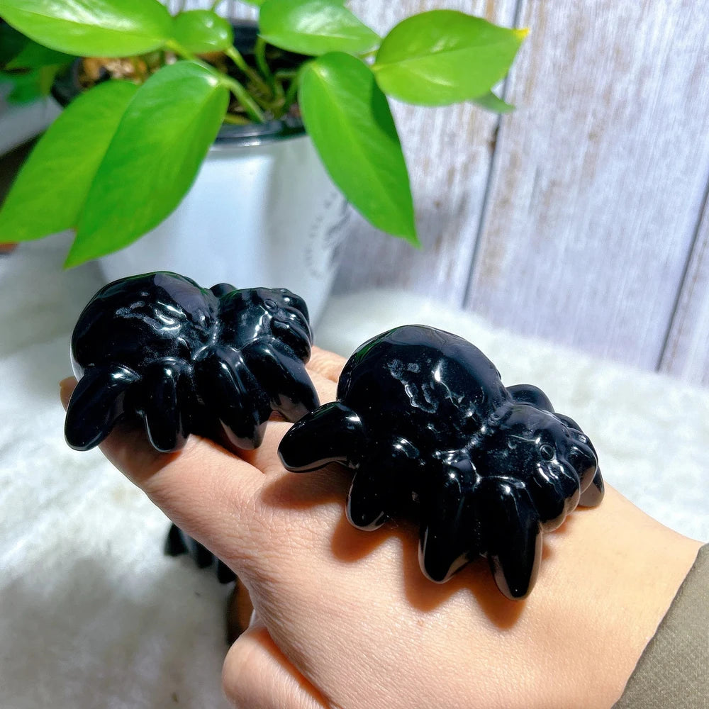 Black Obsidian Spider Crystal Carving