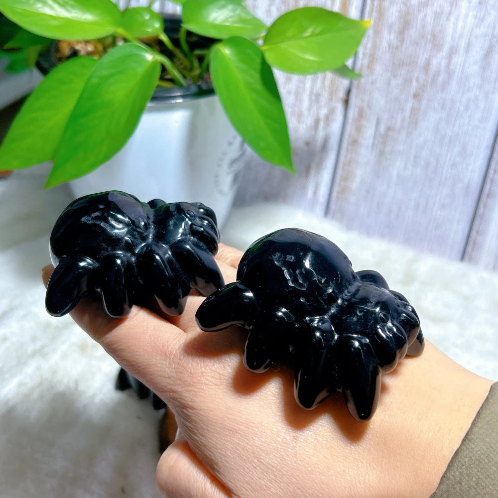 Black Obsidian Spider Crystal Carving