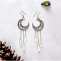 Witchy Crescent Sun Moon Amethyst Crystals Stone Earring Wicca Healing Crystal Magic Protection Celestial Jewelry Women Gift