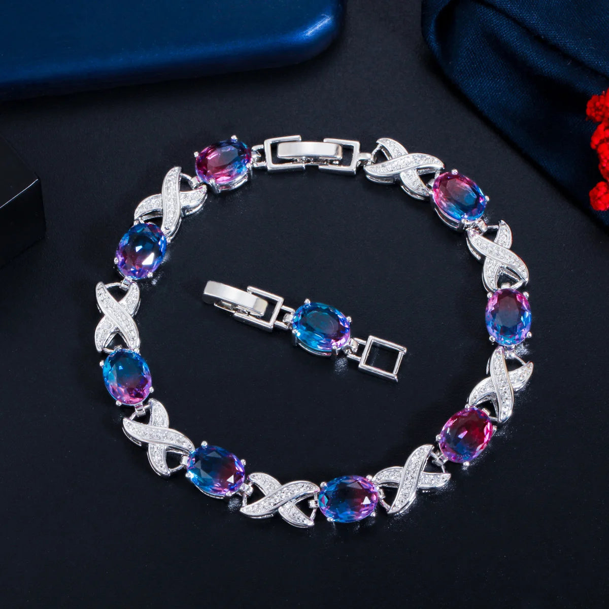 CWWZircons Mystical Beautiful Rainbow CZ Crystal Bracelets Bangle for Women Fashion Brand Fine Jewelry Accessories Gift CB245