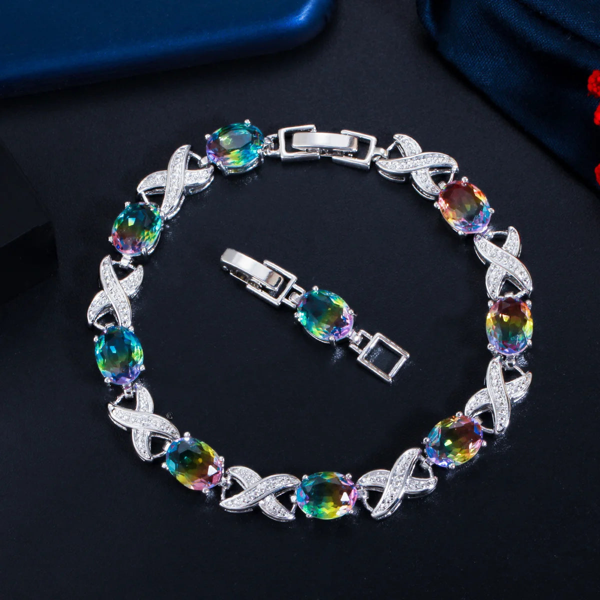 CWWZircons Mystical Beautiful Rainbow CZ Crystal Bracelets Bangle for Women Fashion Brand Fine Jewelry Accessories Gift CB245
