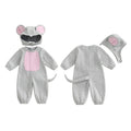 0-3Years Baby Mouse Costumes Novelty Long Sleeve Contrast Color Jumpsuit with Hat Halloween Cosplay Costumes for Boy Girl