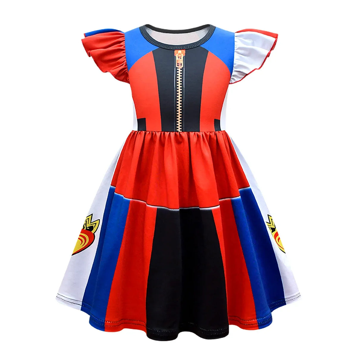 Descendants 3 Mal Costumes for Girls Evie Cosplay Costume Children Summer Short Dresses Girls Halloween Birthday Party Dress Up