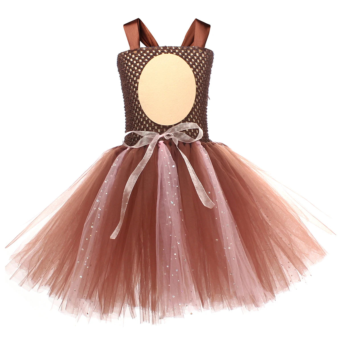 Sparkly Brown Monkey Costumes for Baby Girls Forest Tutu Dress Kids Animal Halloween Outfits Children Birthday Carnival Clothes