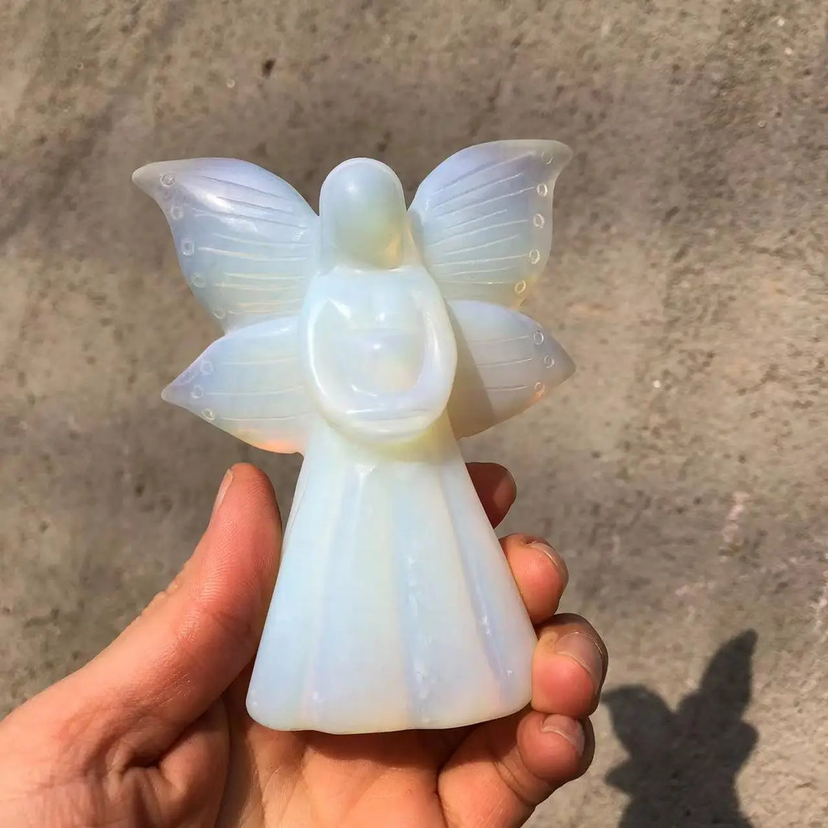 11cm Natural Crystal White Opal Wings Angel Crystal Geodes Home Decor Healing Meditation Rune Reiki Guardian Angel
