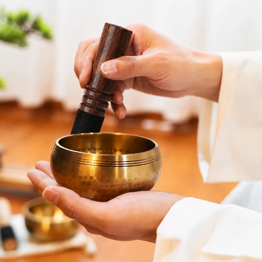 Nepalese Singing Bowl Set Authentic Handcrafted Mindfulness Meditation Holistic Sound 7 Chakra Healing Gift by Himalayan Bazaar