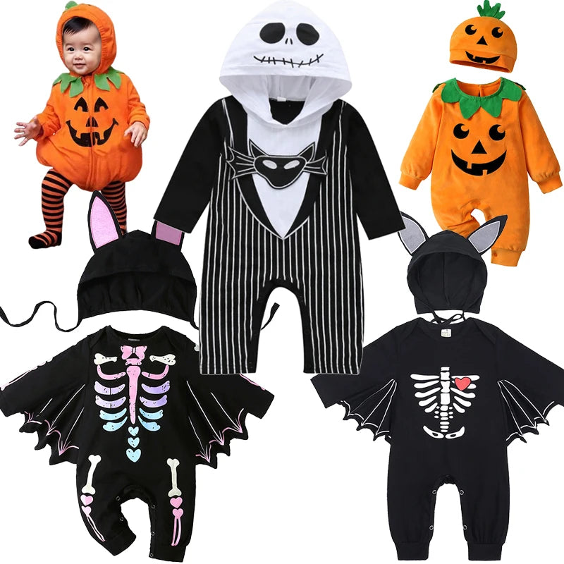 0-24Months Baby Boys Jumpsuits Halloween Costumes Children Halloween Cosplay Party Boy Clothes Long-sleeved Hoodie