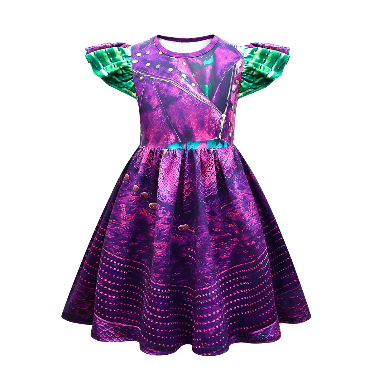 Descendants 3 Mal Costumes for Girls Evie Cosplay Costume Children Summer Short Dresses Girls Halloween Birthday Party Dress Up
