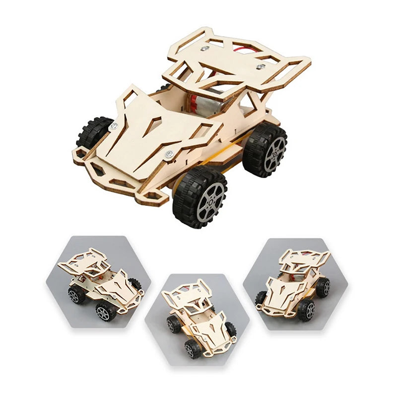 Kids DIY Handcrafted Tech Toy; Wooden Science Puzzle Model; Mini Maker Jeep for Learning