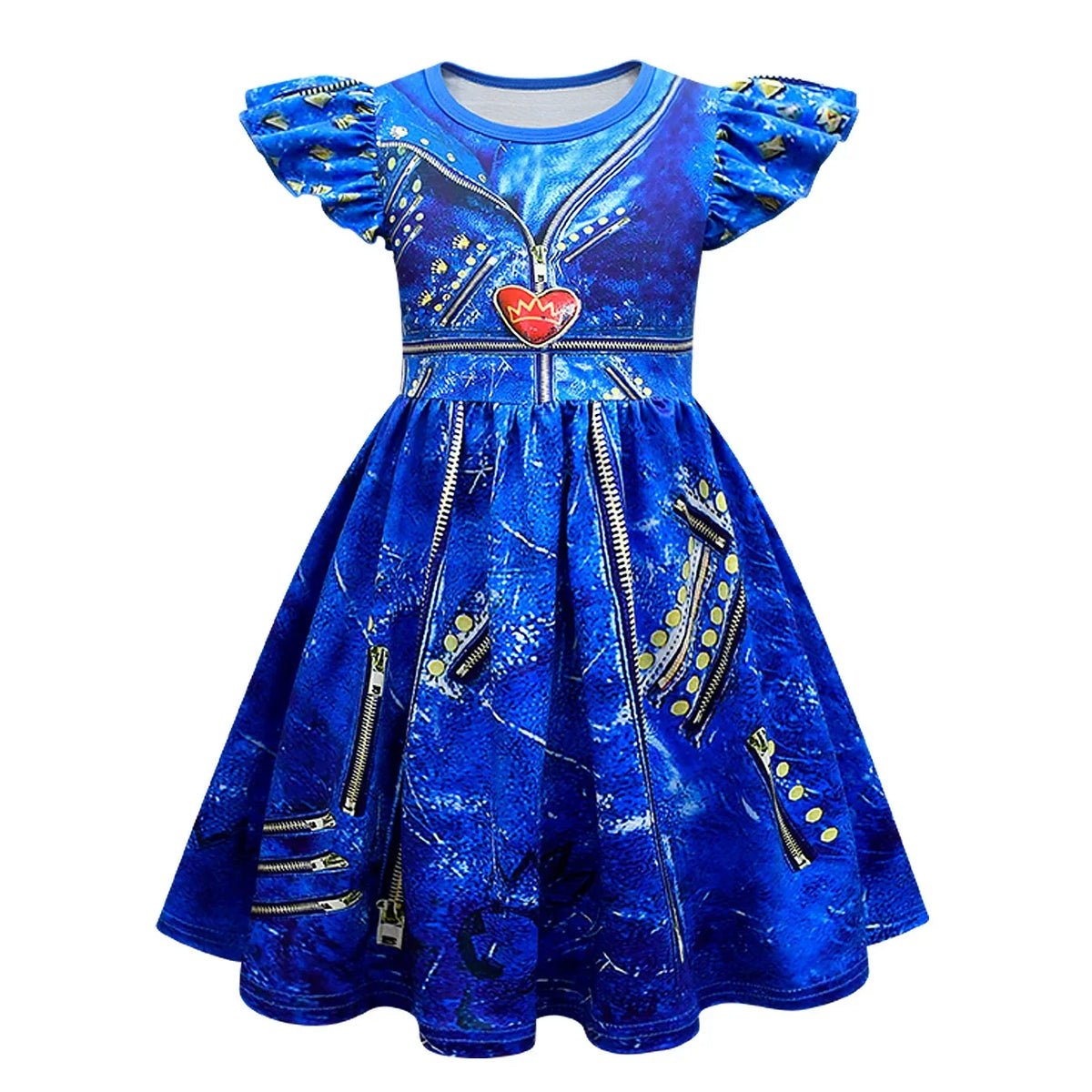 Descendants 3 Mal Costumes for Girls Evie Cosplay Costume Children Summer Short Dresses Girls Halloween Birthday Party Dress Up