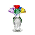 Colorful Crystal Rose Figurines,Rose Flower Gift for Mom Wife Grandmas,Glass Flower Figurines Collectible Ornament Y5GB