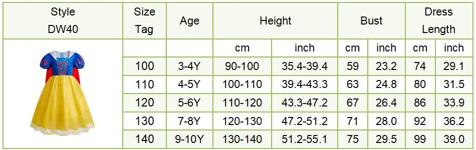 Girls Halloween Belle Dresses Girl Snow White Dress Kids Christmas Carnival Cosplay Clothes Children Princess Costumes