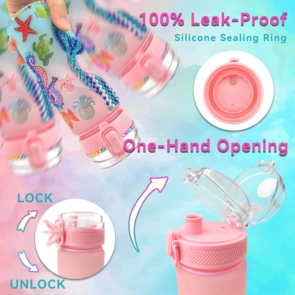 DIY Water Bottle Craft Kit for Kids, Decorative Painting Art Set, Creative Handmade Toys Birthday Gift for Girls