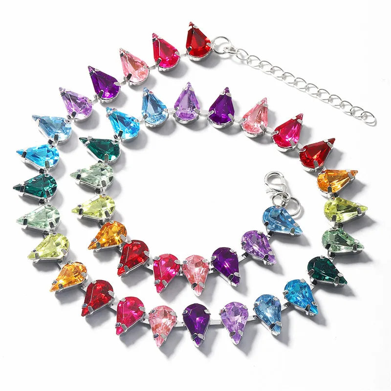 Statement Water Drop Shaped Crystal Choker Necklace For Women Luxury New Temperament Fashion Jewelry Collares Wholesale