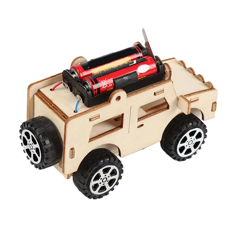 Kids DIY Handcrafted Tech Toy; Wooden Science Puzzle Model; Mini Maker Jeep for Learning