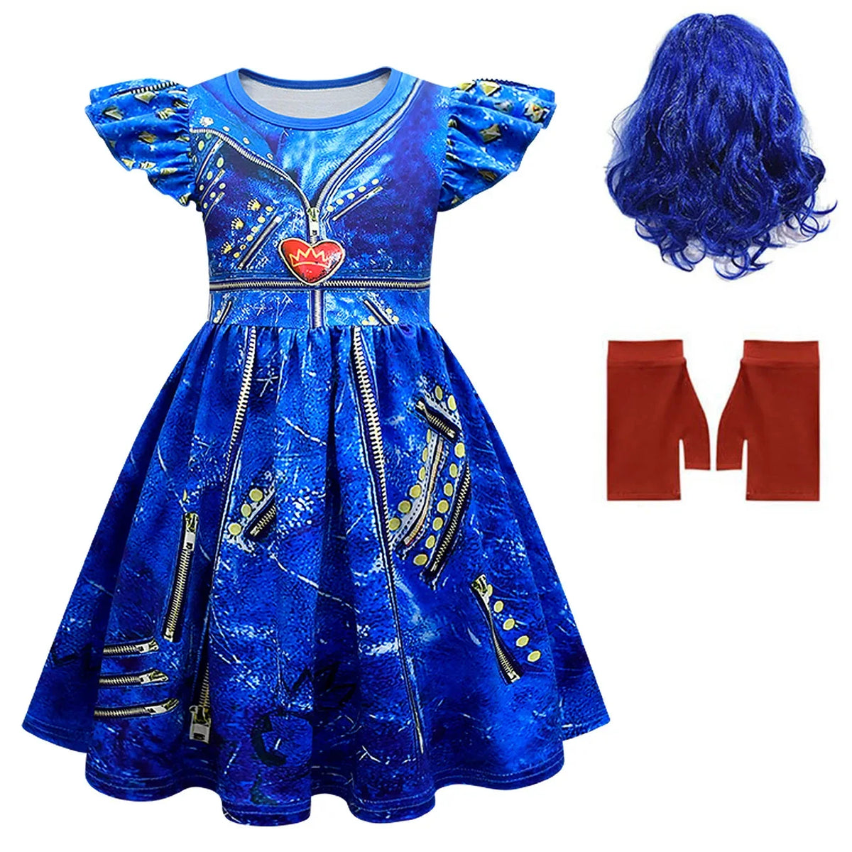 Descendants 3 Mal Costumes for Girls Evie Cosplay Costume Children Summer Short Dresses Girls Halloween Birthday Party Dress Up