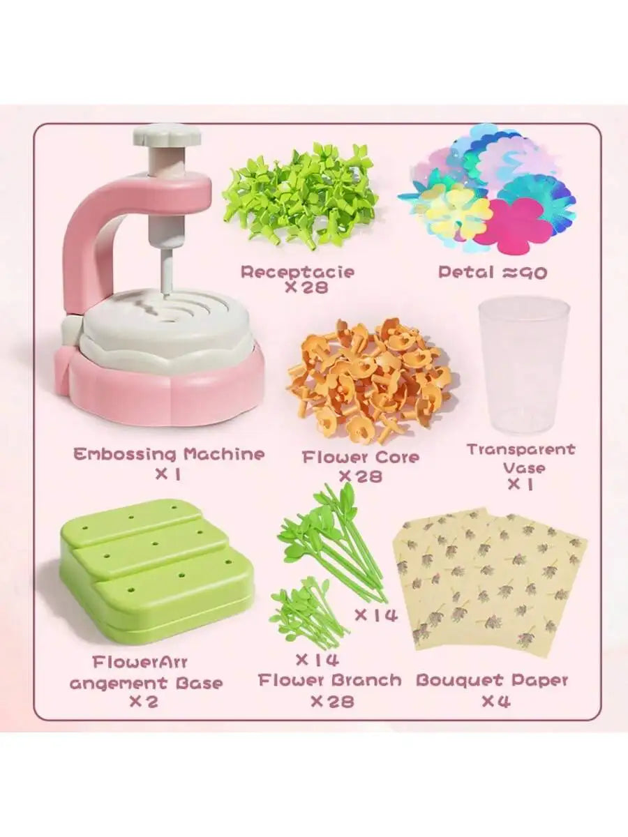 Kids Flower Craft Kit with Press Machine Art Craft Toys for Children Gift