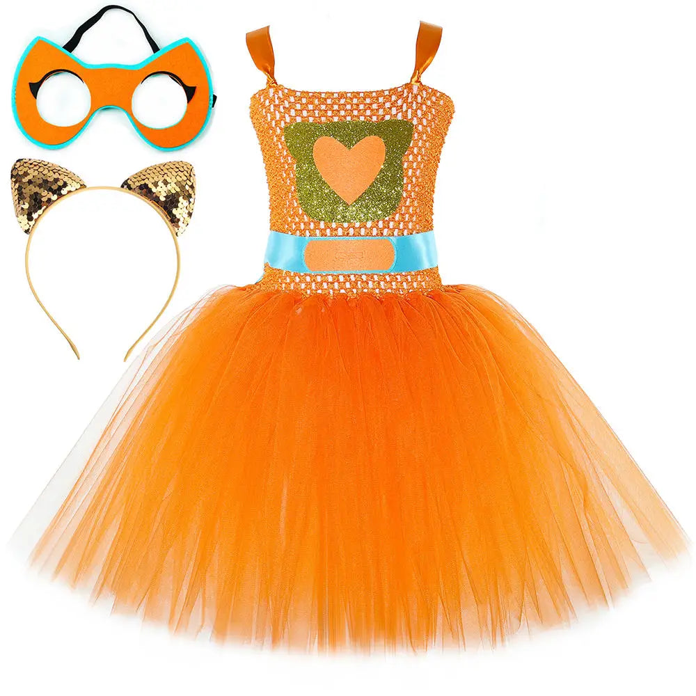 Girls Super Kitties Tutu Dress Costume Kids Halloween Cartoon Cat Costumes Girl Carnival Party Perform Princess Dress Up Clothes