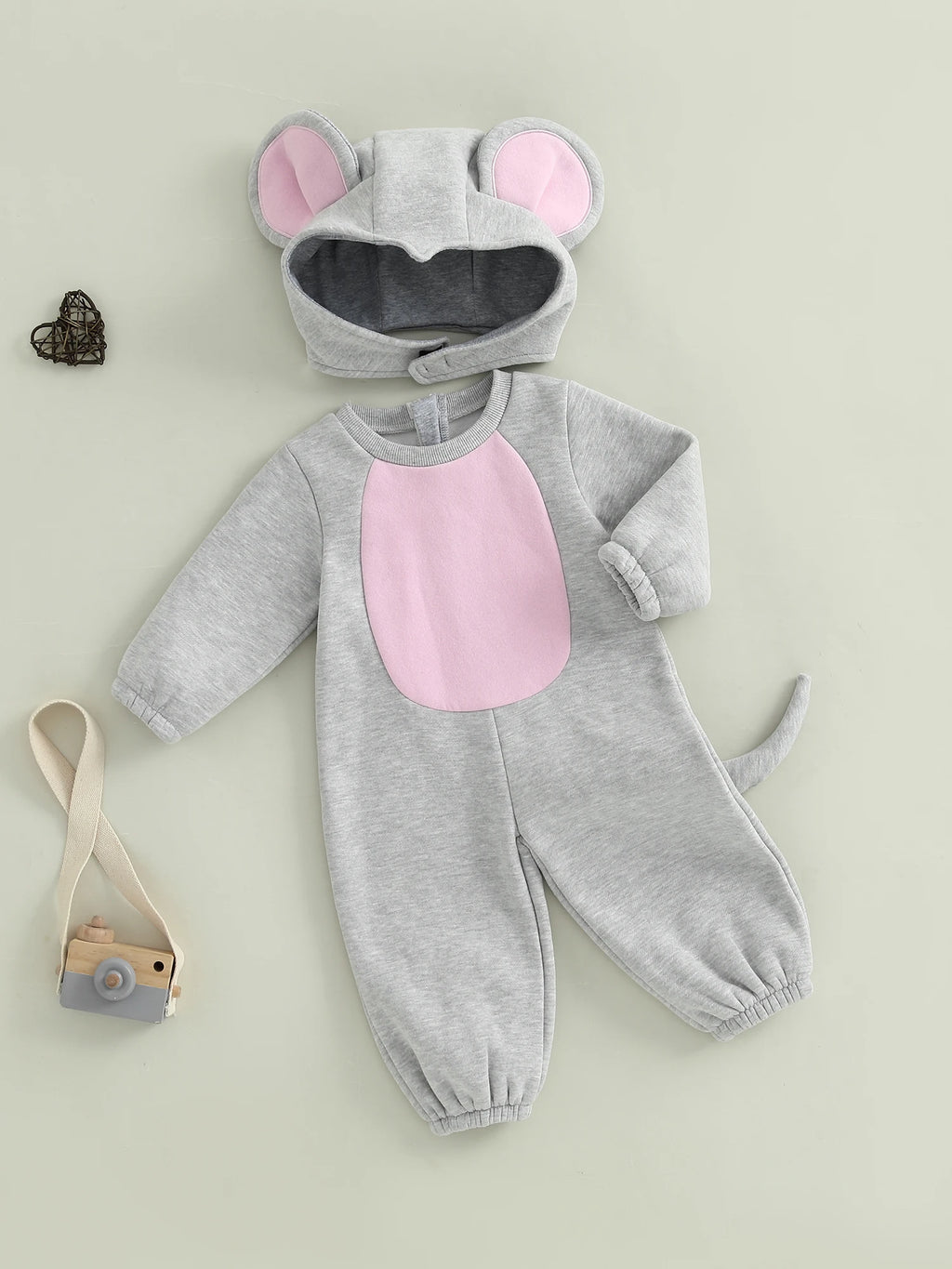 0-3Years Baby Mouse Costumes Novelty Long Sleeve Contrast Color Jumpsuit with Hat Halloween Cosplay Costumes for Boy Girl