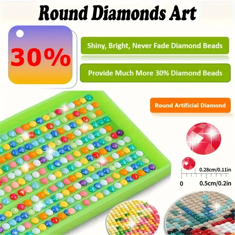 Diamond Painting Set, Dolphin Love Pattern, Round Diamond Full Diamond Art, Multiple Specifications to Choose From, Frameless