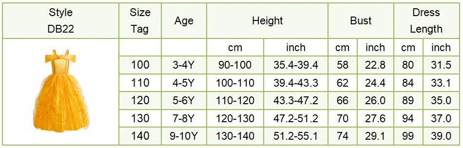 Girls Halloween Belle Dresses Girl Snow White Dress Kids Christmas Carnival Cosplay Clothes Children Princess Costumes