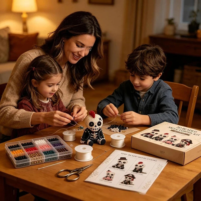 Creative 3D Beaded Skeleton Crafting Kit Unique DIY Art Set With Instructions Perfect Holiday Gift For Kids And Adults Fun 4PCS