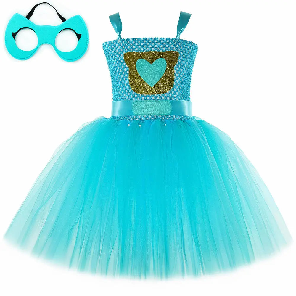 Girls Super Kitties Tutu Dress Costume Kids Halloween Cartoon Cat Costumes Girl Carnival Party Perform Princess Dress Up Clothes
