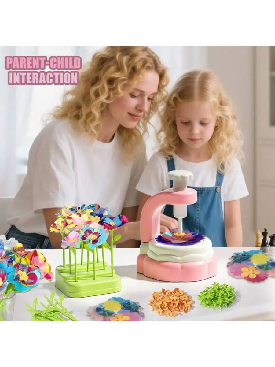 Kids Flower Craft Kit with Press Machine Art Craft Toys for Children Gift