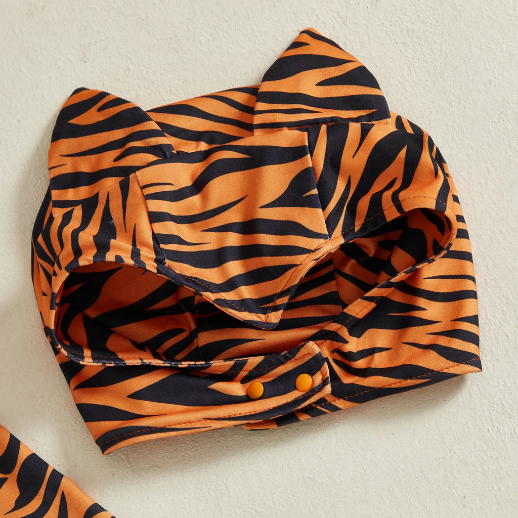 Halloween Toddler Baby Animal Costumes Set Zebra/Tiger Long Sleeve Tops Pants Ears Hat Tail Cosplay Children Party Stage