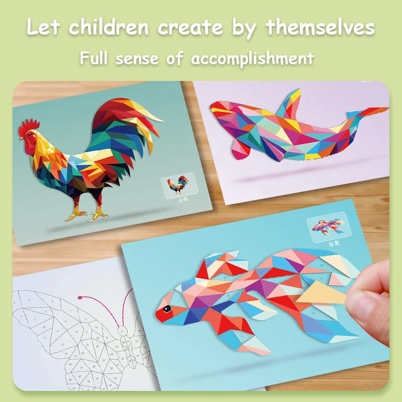 3D Geometric Collage Educational Toy For Kids Cartoon Stickers Beginner Craft Kit For Children