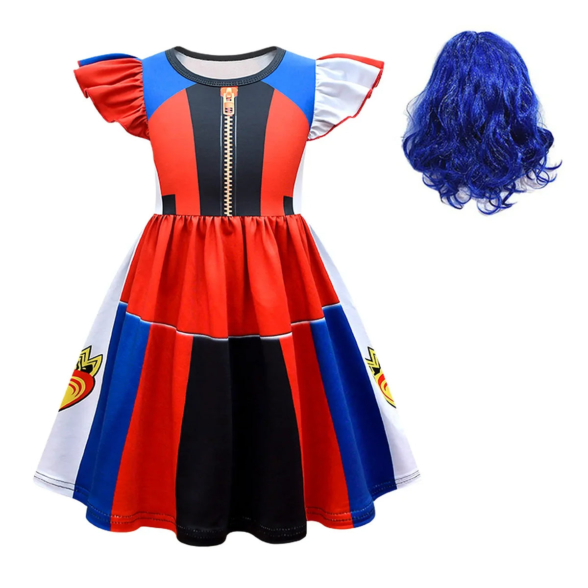 Descendants 3 Mal Costumes for Girls Evie Cosplay Costume Children Summer Short Dresses Girls Halloween Birthday Party Dress Up