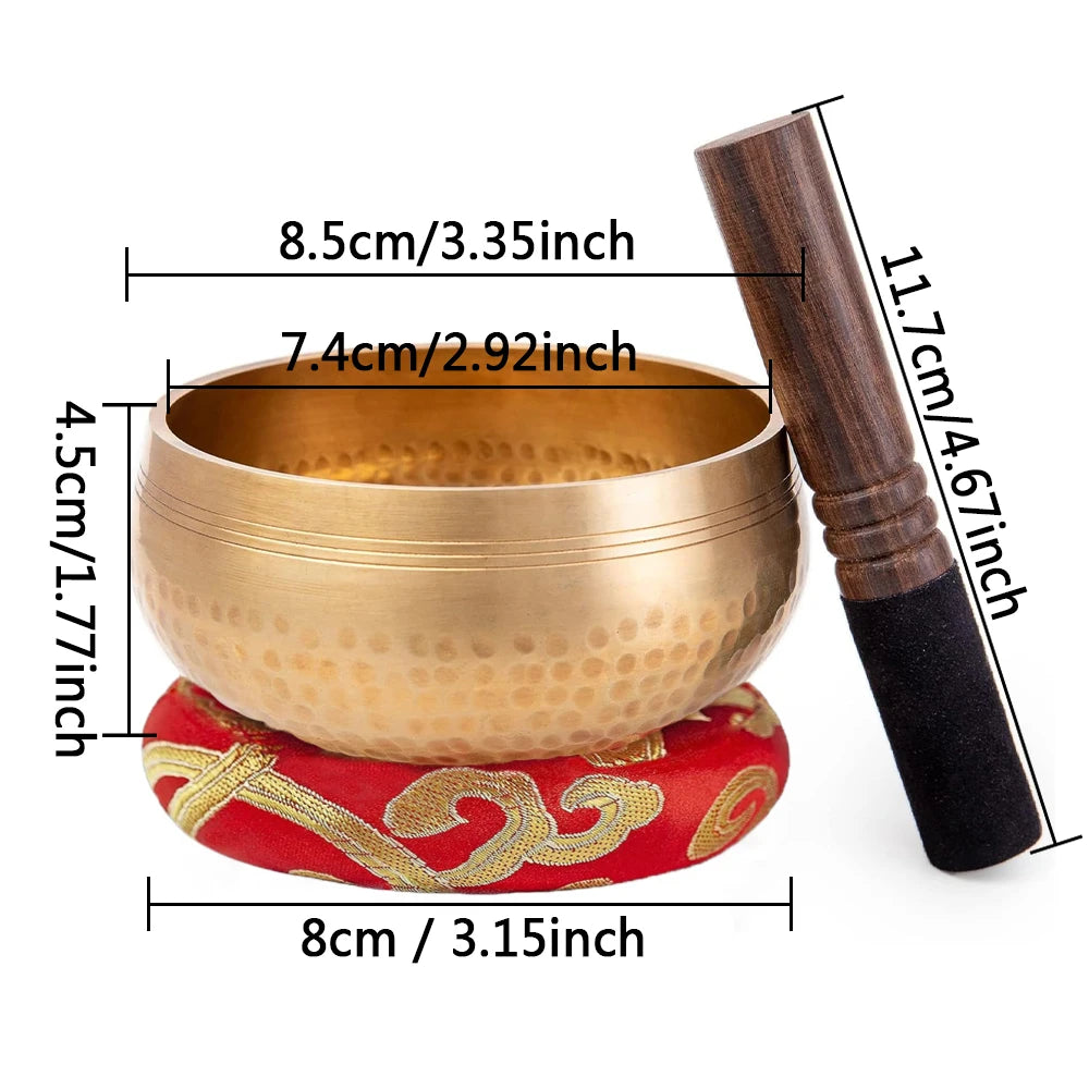 Nepalese Singing Bowl Set Authentic Handcrafted Mindfulness Meditation Holistic Sound 7 Chakra Healing Gift by Himalayan Bazaar