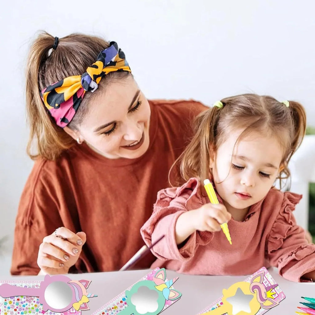 12pcs Wooden Mirror Craft Kids Decorate Mirrors Girls DIY Paint Wooden Hand Mirror for Mother's Day Art Activities Birthday Gift