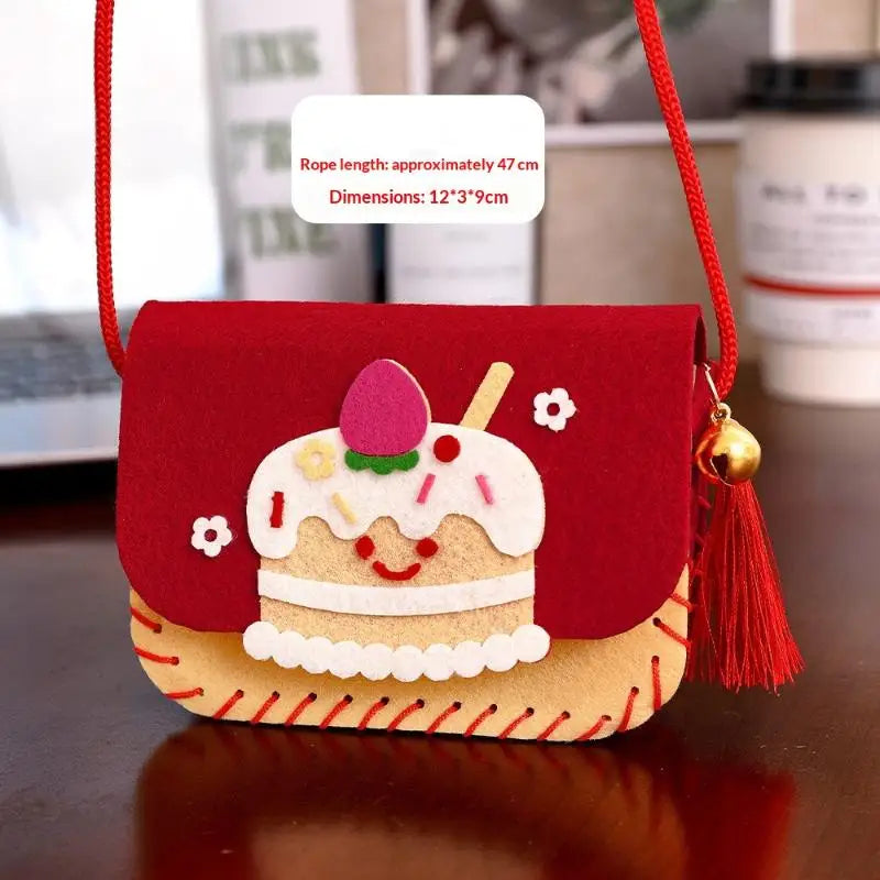 Felt Bag Crafting Kit for Kids DIY Art Sewing Toy Crossbody Bag Kindergarten Creativity Handwork Set