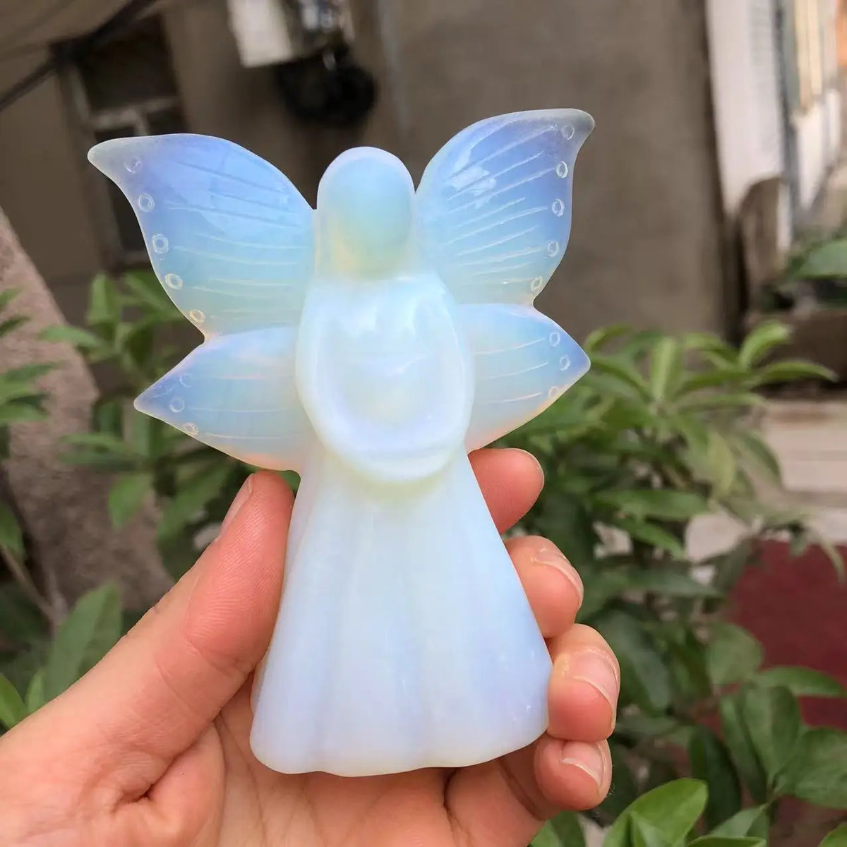 11cm Natural Crystal White Opal Wings Angel Crystal Geodes Home Decor Healing Meditation Rune Reiki Guardian Angel