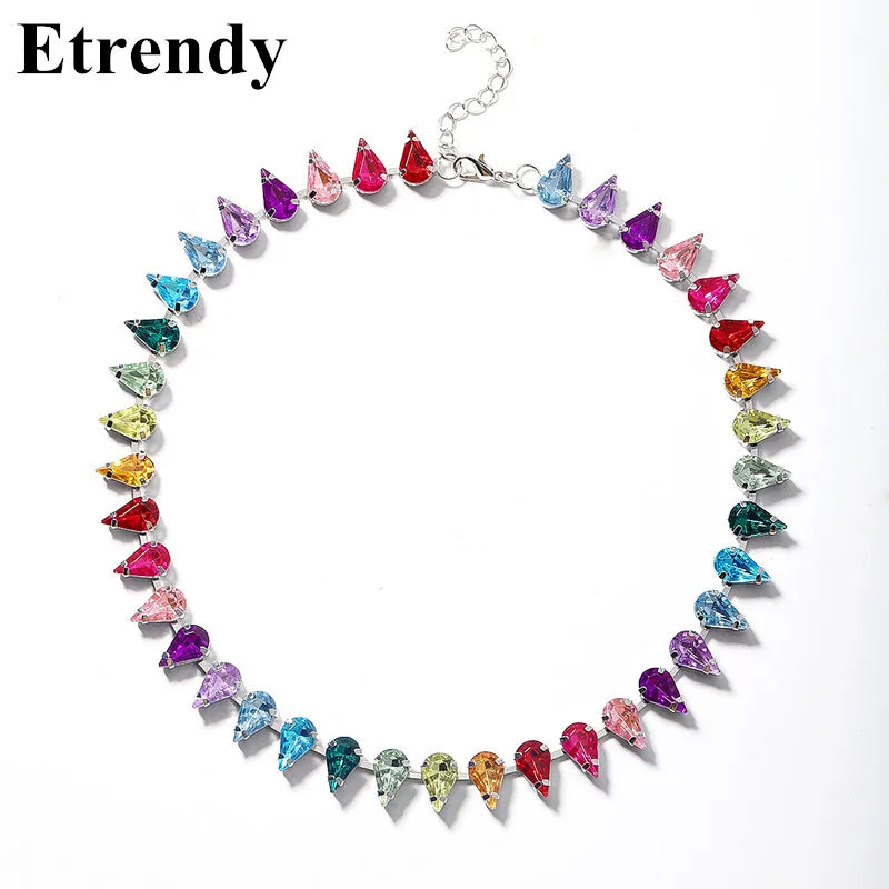 Statement Water Drop Shaped Crystal Choker Necklace For Women Luxury New Temperament Fashion Jewelry Collares Wholesale