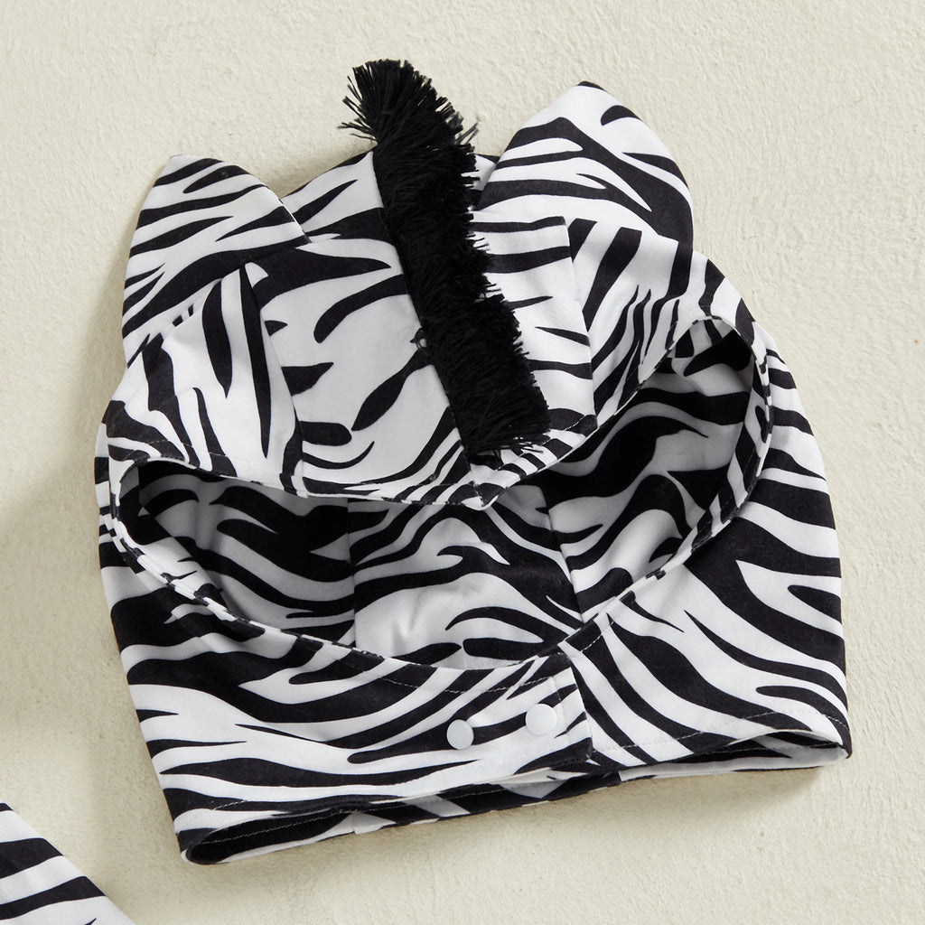 Halloween Toddler Baby Animal Costumes Set Zebra/Tiger Long Sleeve Tops Pants Ears Hat Tail Cosplay Children Party Stage