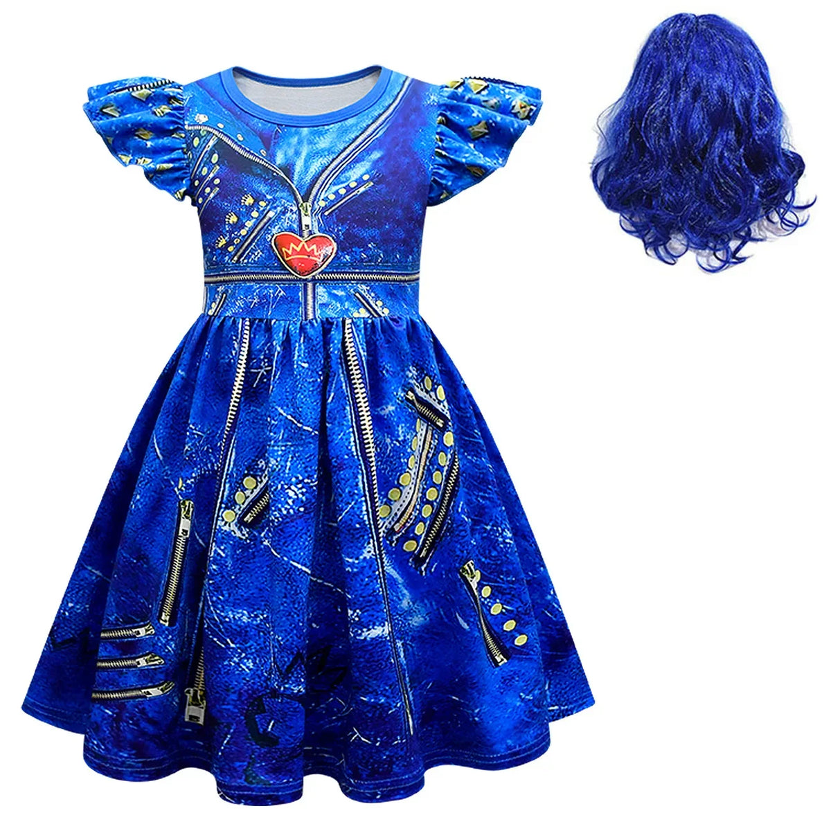 Descendants 3 Mal Costumes for Girls Evie Cosplay Costume Children Summer Short Dresses Girls Halloween Birthday Party Dress Up