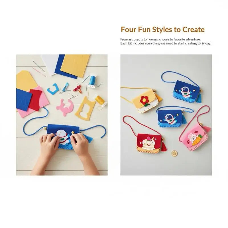 Felt Bag Crafting Kit for Kids DIY Art Sewing Toy Crossbody Bag Kindergarten Creativity Handwork Set