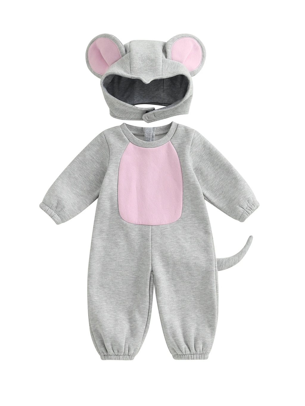 0-3Years Baby Mouse Costumes Novelty Long Sleeve Contrast Color Jumpsuit with Hat Halloween Cosplay Costumes for Boy Girl