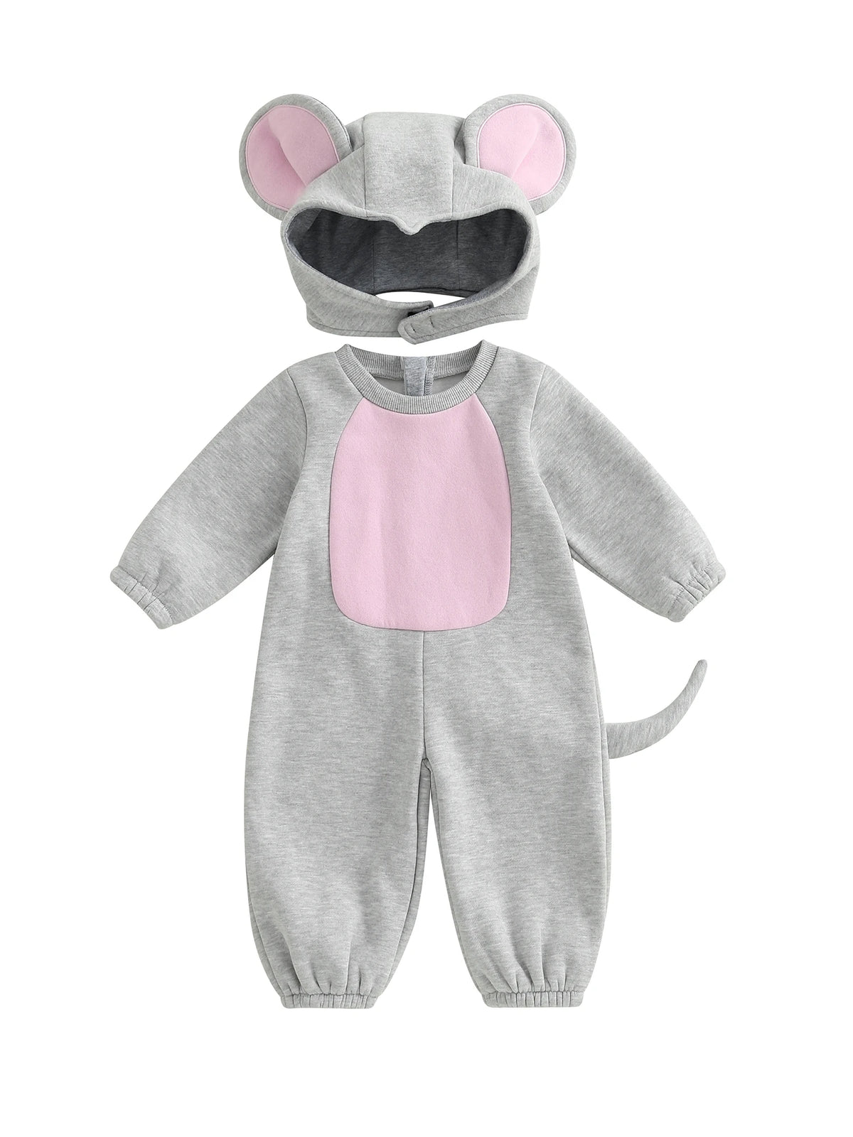 0-3Years Baby Mouse Costumes Novelty Long Sleeve Contrast Color Jumpsuit with Hat Halloween Cosplay Costumes for Boy Girl