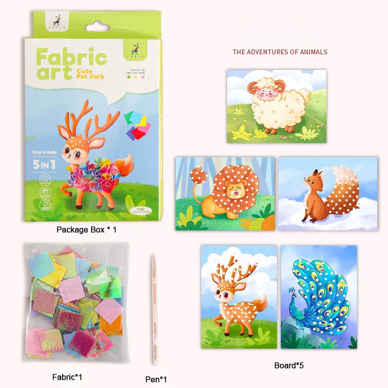 Poke-in Art Crafts Kit for Kids Puzzle Fabric Puncture Painting Magical Princesses Cute Animal DIY Poking Drawing Dress Up Board